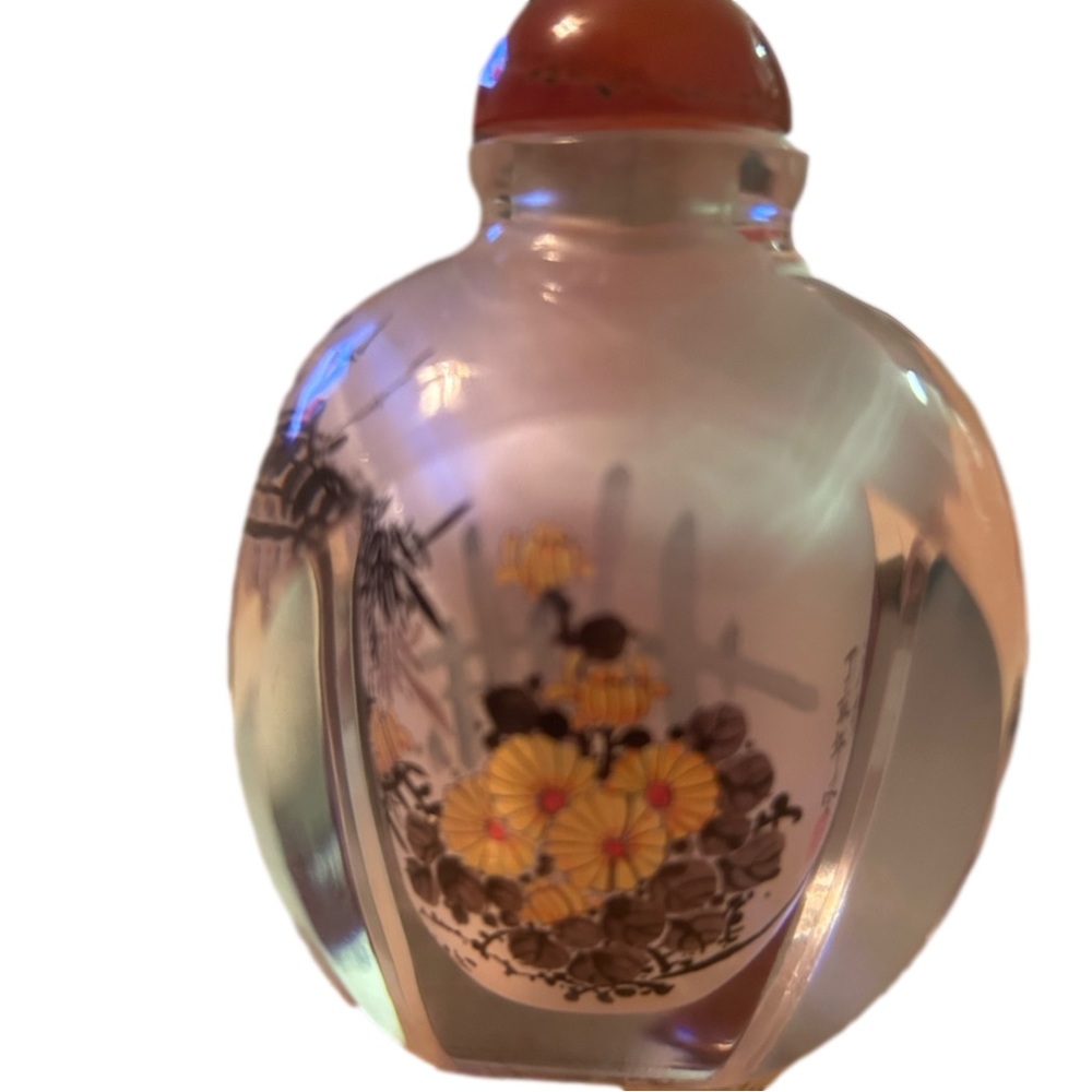 Reverse painted vintage snuff jar.